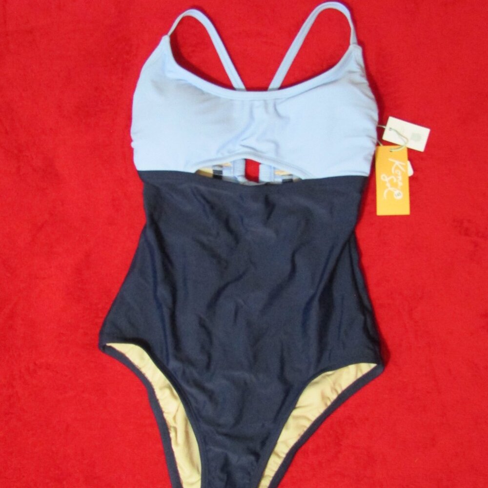 Kona Sol One Piece Keyhole Swim - Two Tone Blue